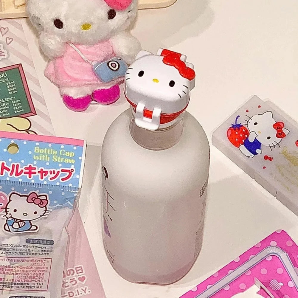 Genuine Sanrio Straw Bottle Cap for Women My Melody Hello Kitty Cute Cartoon Drink Lid for Water Bottles Gifts