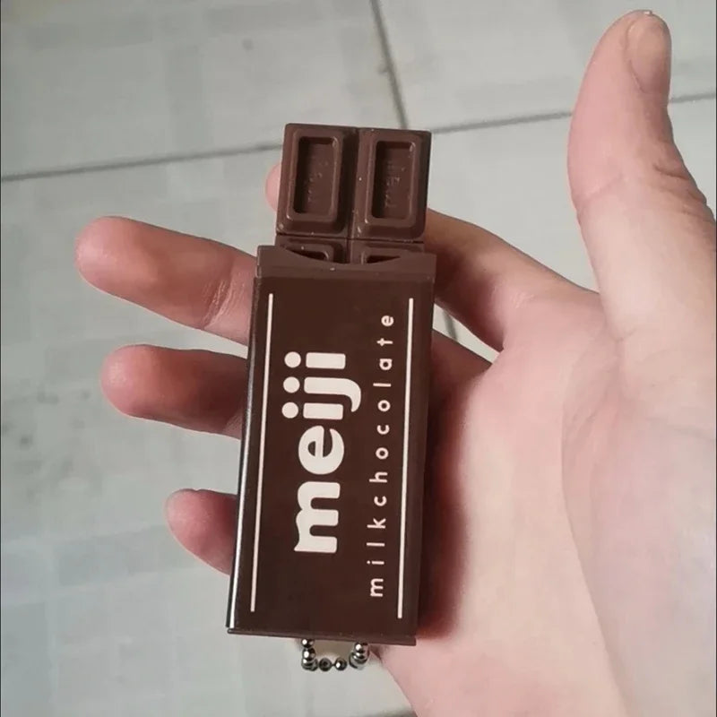 Japanese Simulated Chocolate Fidget Toy Bendable Stress Relief Keychain Creative Gift