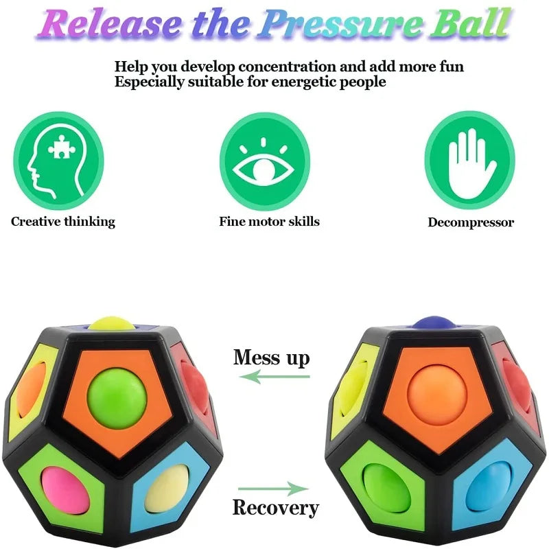 Magic Polygon Cube Rainbow Color Ball Antistress Fidget Toy Kids Puzzle Fingertip Game Speedcube Educational Toy for Children