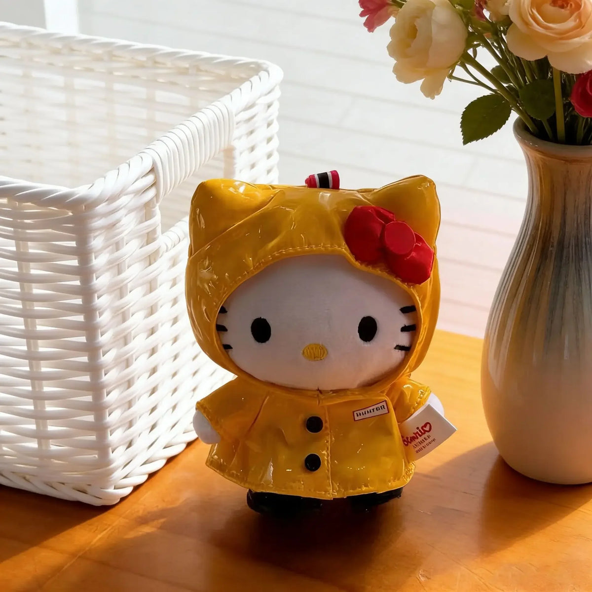 Cute Hello Kitty Plush Keychain Cartoon Yellow Raincoat KT Cat Stuffed Toys Dopamine Unique Backpack Doll Pendant Perfect Gifts