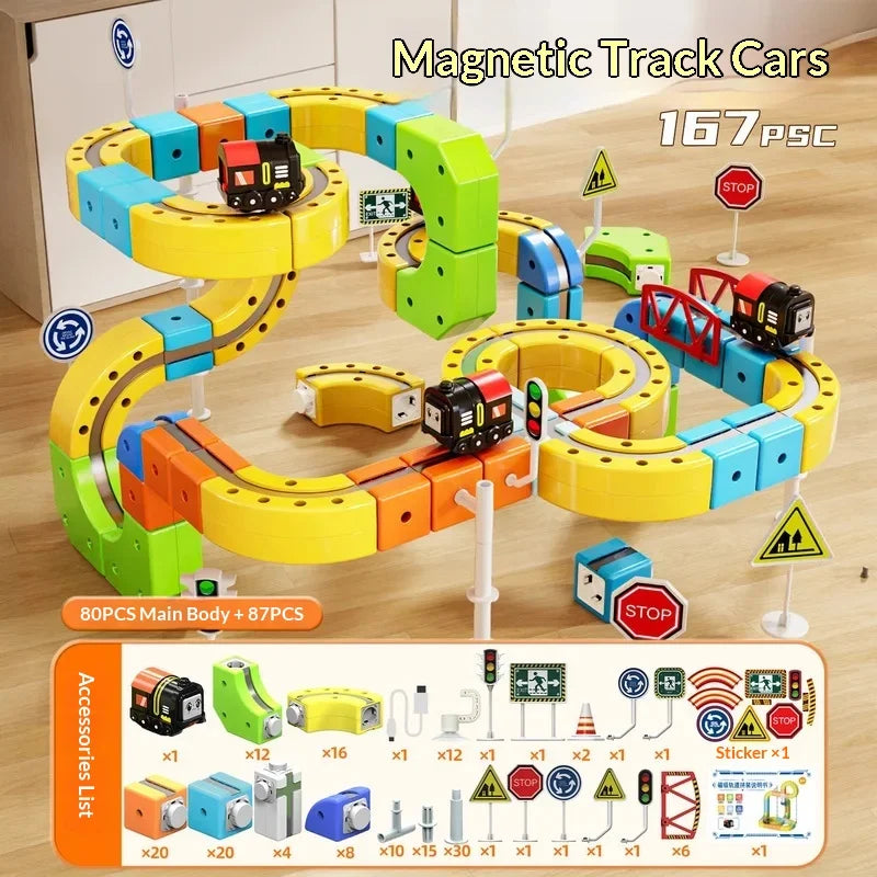 Popular toy Children' Anti-Gravity Magnetic Attraction Track Train Set Changeable Magic Rail Car Electric Toy Play Vehicle Model