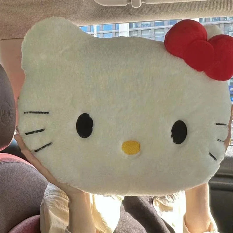 Anime Sanrio Hello Kitty Cute Cartoon Head Plush Pillow Sofa Bedside Cushion Car Cushion Nap Pillow Birthday Gifts for Girl