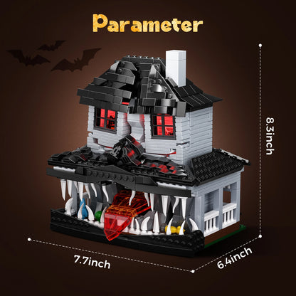 Monster Haunted House Building Blocks Set with Lights Horror Architecture Halloween Decoration Bricks Toys for Kids Adults Gifts