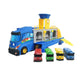 Tayos Cartoon The Little Bus Container Truck Storage Box Parking Lot With 3 Pull Back Mini Car Toys For Children Birthday Gifts