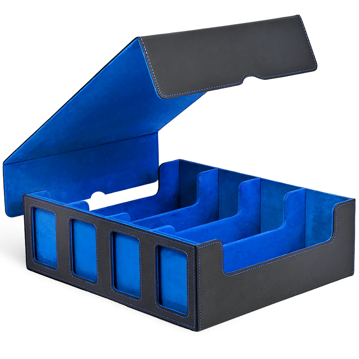 Trading Card Storage Box with Display; 4-Row Deck Case with Removable Lid; 2400+ Deck Box for with Removable Cover; Card Case Fits Magic TCG PTCG Sports Cards