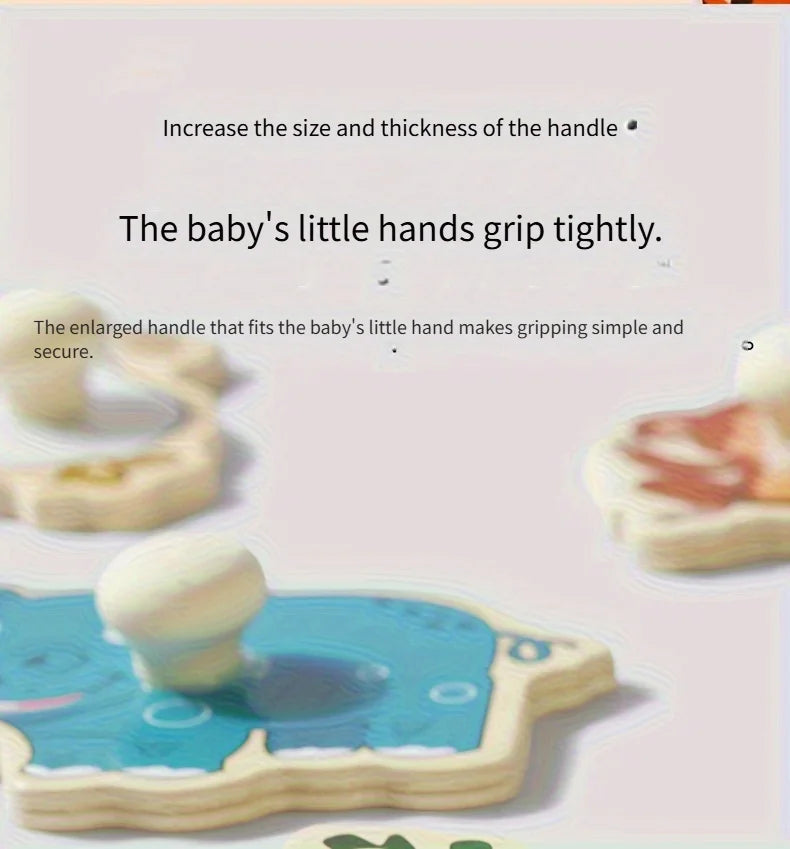 Montessori Early Education Geometry Beginner Puzzle Board, Hand-Held Fixed Board Puzzle Development, Puzzle Block Shape Matching