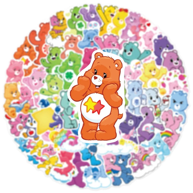 Carebears 50Pcs Classic Cartoon Animation Cute Irritable Bear Loyal Bear Children's Waterproof Sticker Room Diary Decoration