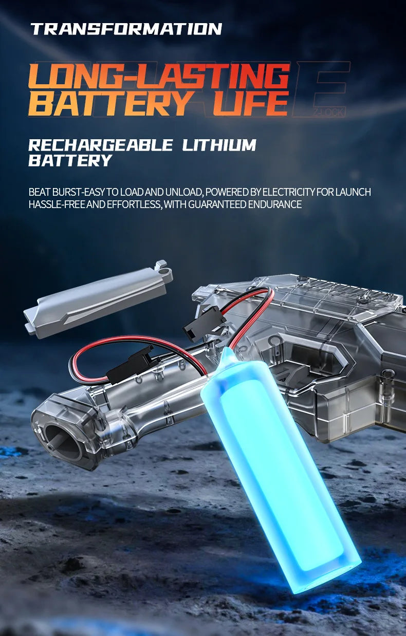 Gatling Rotating Electric Water Gun with Light-Up High Speed Continuous Shooting Powerful Water Blaster Summer Outdoor Toy