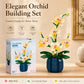 Orchid Building Blocks Flowers Bouquet Bonsai Plant Model Ornament Exquisite DIY Home Decorations Valentines Adult Child's Gifts