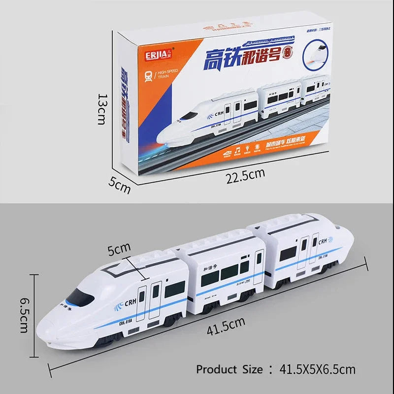 Kids DIY Simulation High Speed Railway Train Toy Car Electric Sound Light Model Train Educational Toys for Boys Girls Gift