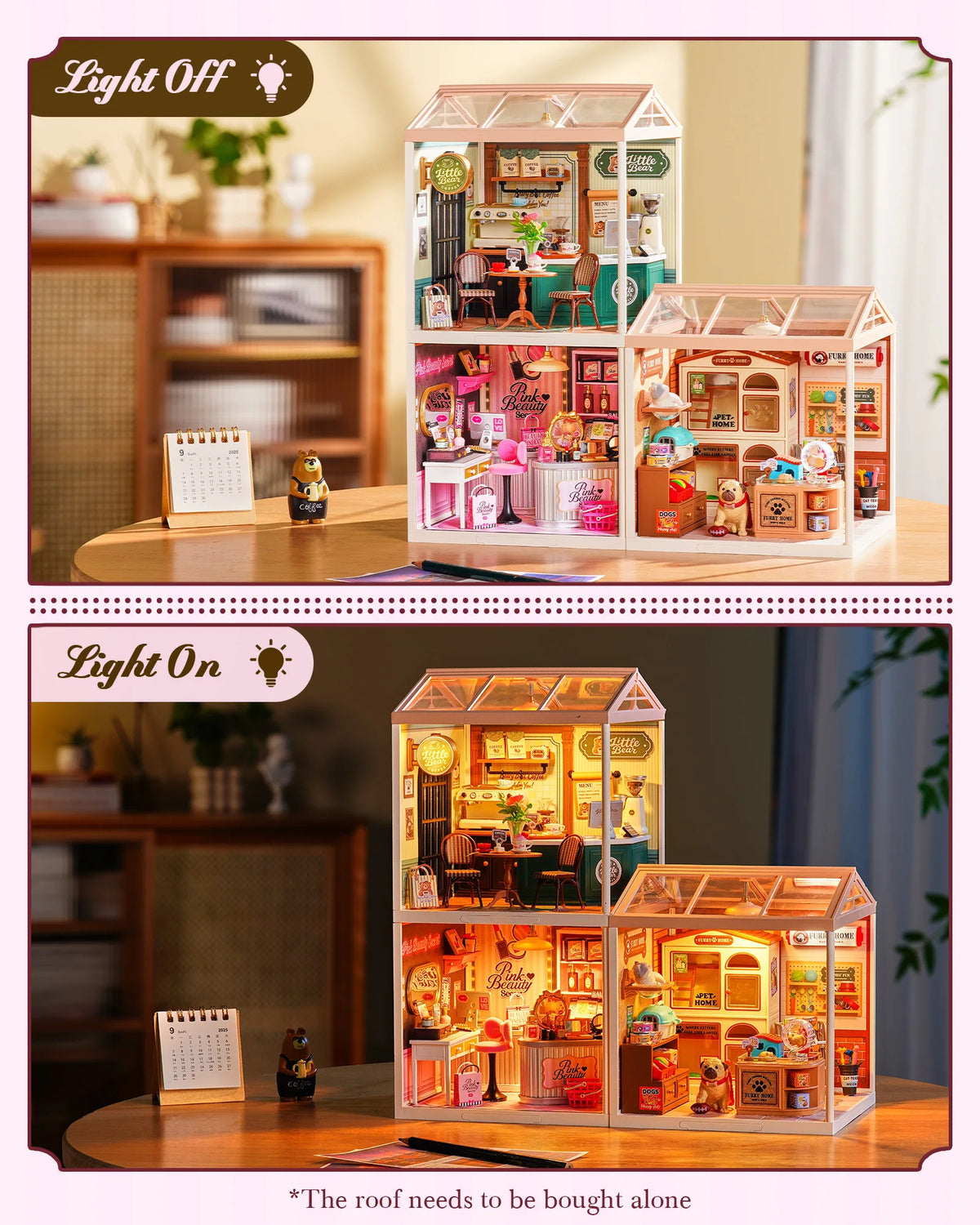 Rolife Super Creator Serious DIY Miniature House Kit Mini Dollhouse Model Building Kit with LED Light Home Decor(DW026/27/28)