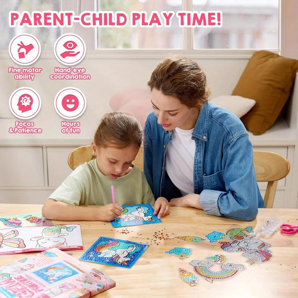 JOYFY 16 Projects Gem Painting Kids Diamond Gem Painting Kit with 5D Gem for Girls Ages 6-12 Gem Craft Activities Kits Gift