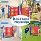 4-in-1 Giant Connect Game Set Adjustable Height, Basketball Hoop, Ring Toss and Net Jumbo Outdoor Yard Game for Families Events