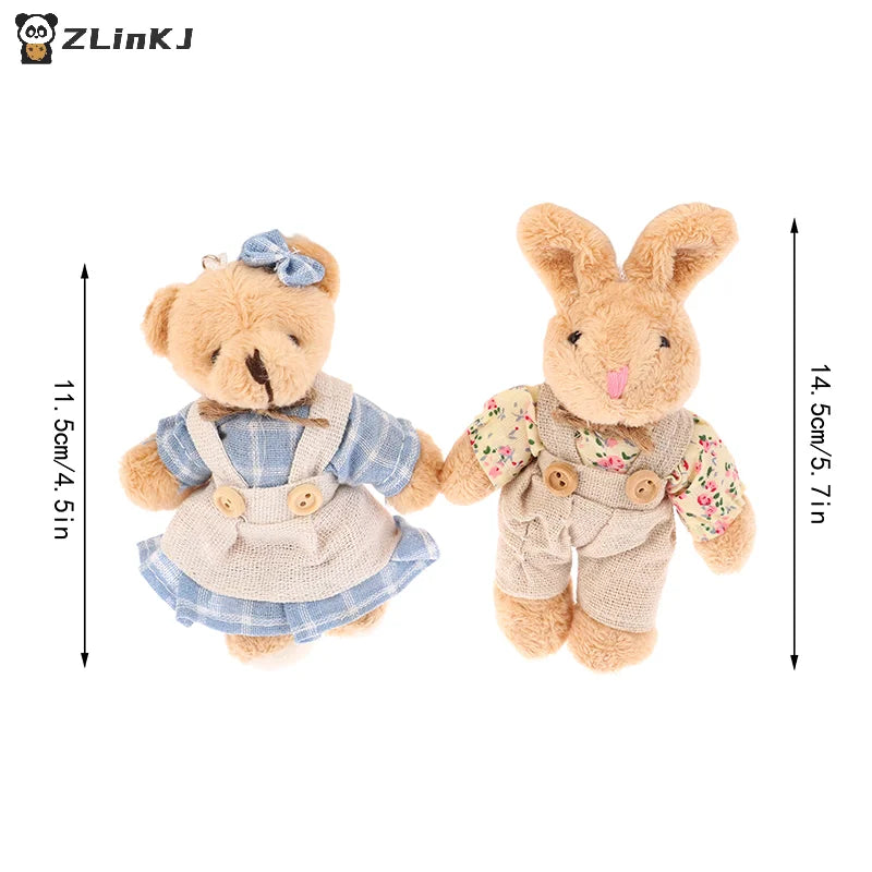 ▶1PCS Cute Wear Clothes Bear Plush Toy Cartoon Rabbit Pendant Soft Stuffed Doll Keychain Backpack Decor Kid Gift