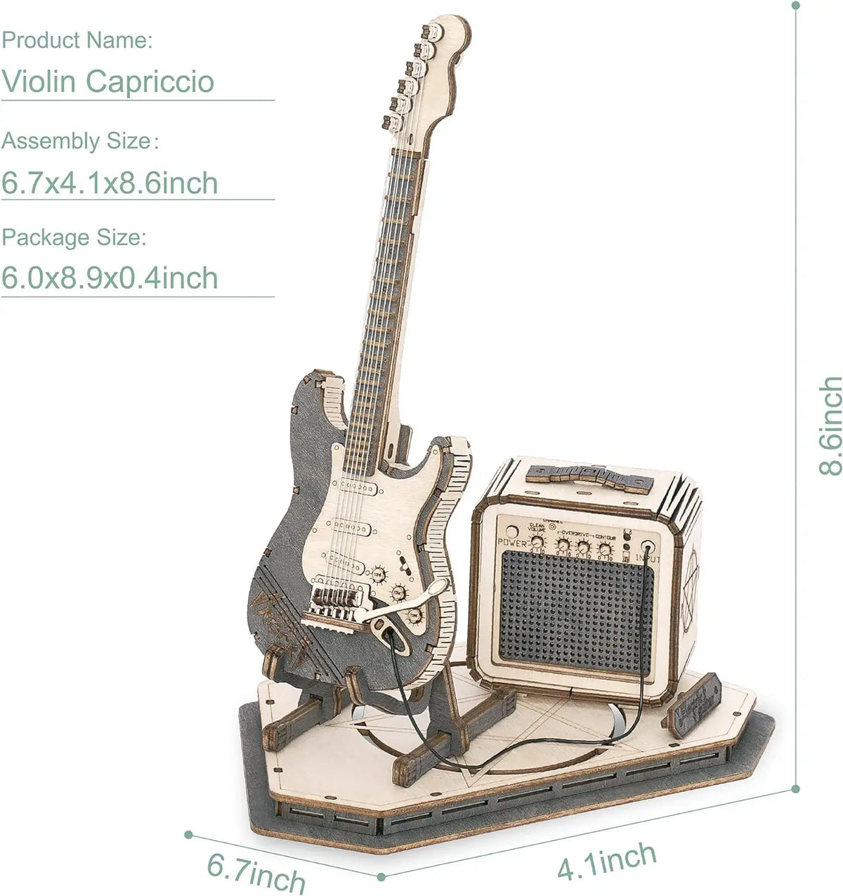 Rolife Electric Guitar 3D Wooden Puzzle for Kids Adults Assembly Creative Toys Building Block Set for Christmas Gifts