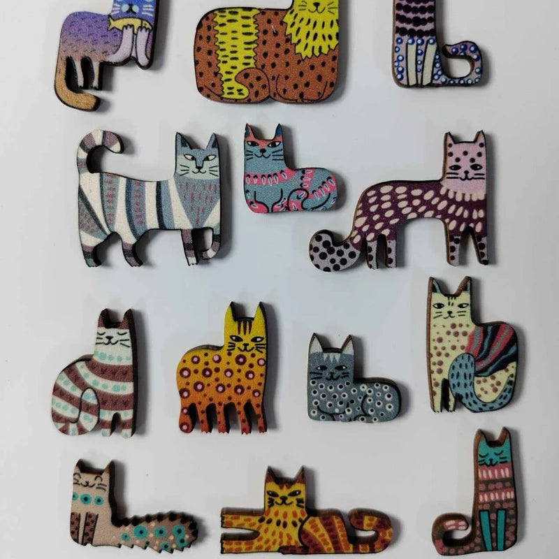 Cute Cat Shaped Wooden Jigsaw Puzzle Focus & Stress Relief Toys Irregular Unique Creative Ideal Gift for Kids Boys Girls