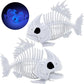2 Pcs 9.5" Glow in the Dark Fish Skeleton for Halloween Decorations, Luminous Plastic Animal Bones, Indoor Outdoor Yard Lawn Patio Decor, Haunted House Spooky Halloween Party Props