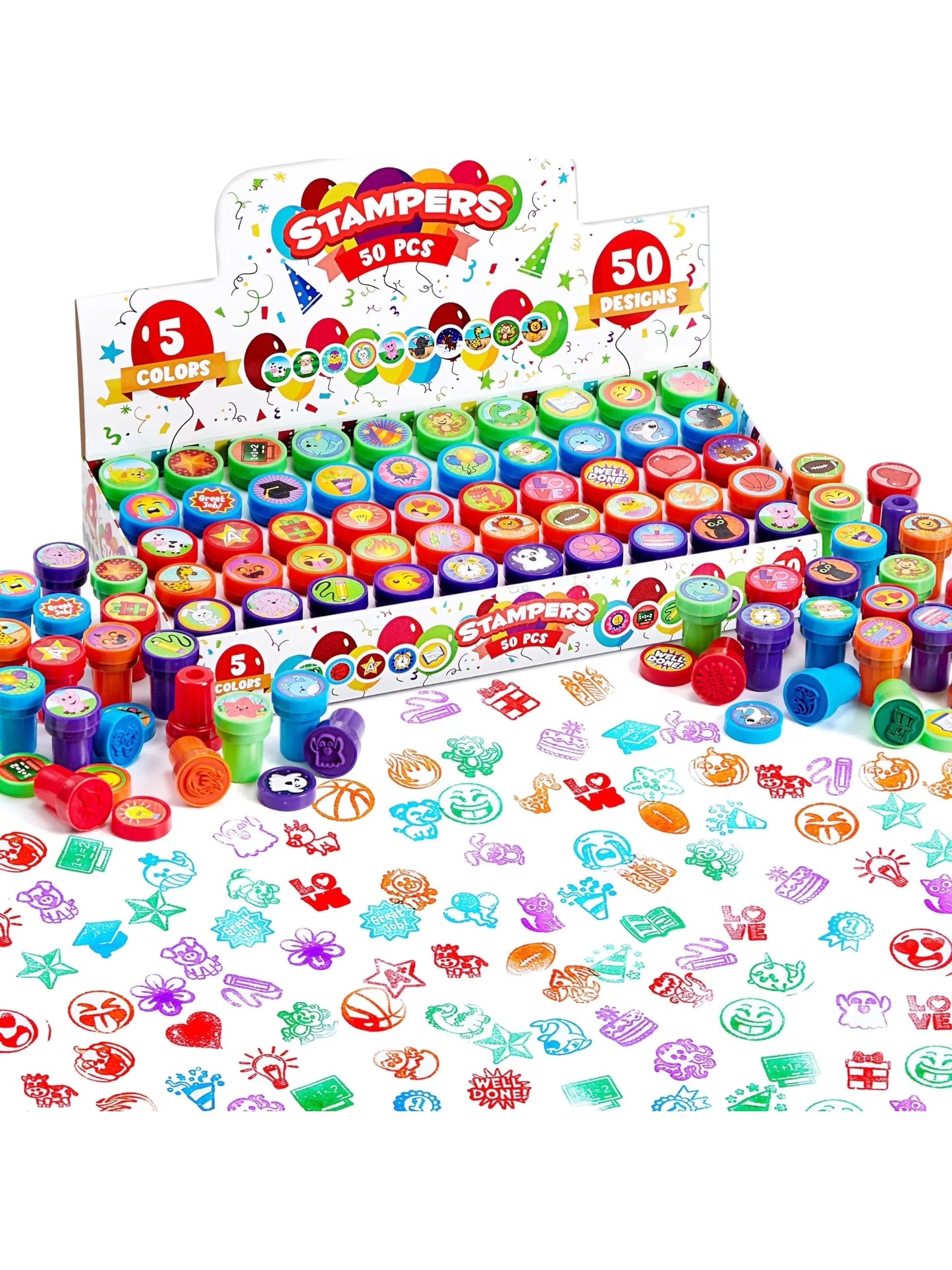 Joyfy 50 Pcs Assorted Stamps Self-Ink Stamps for Kids Birthday Christmas Party Carnival Prizes Halloween Gifts