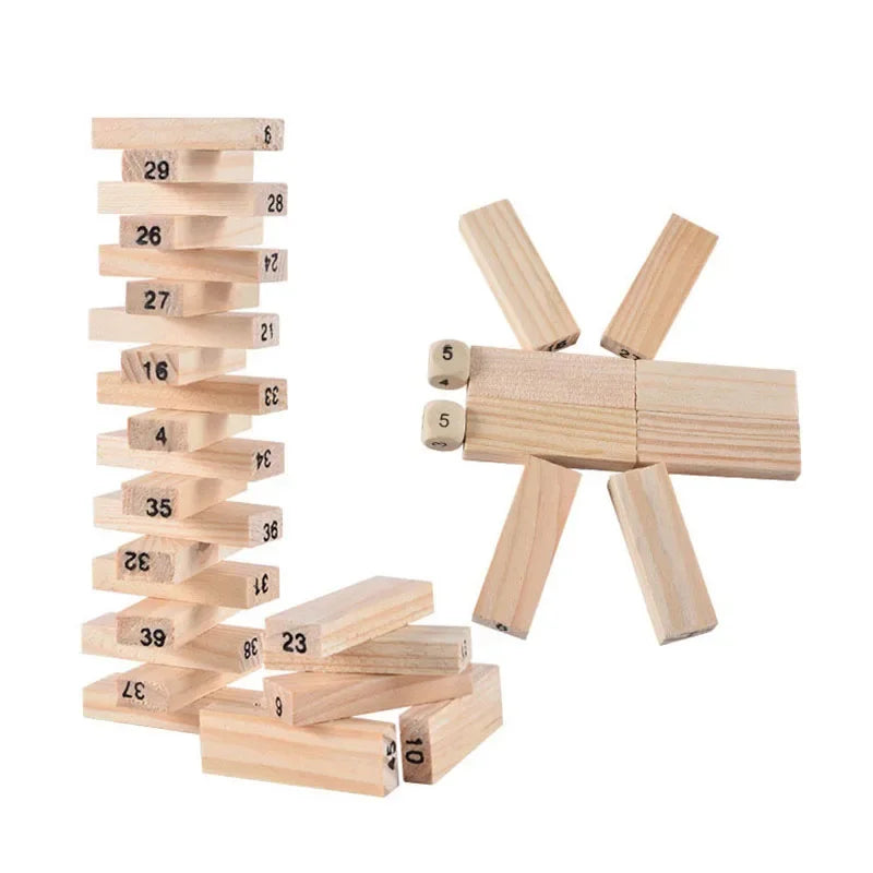 54pcs Small Size Wooden Building Blocks Kids Stacking Games Toy Children Montessori Educational Toys