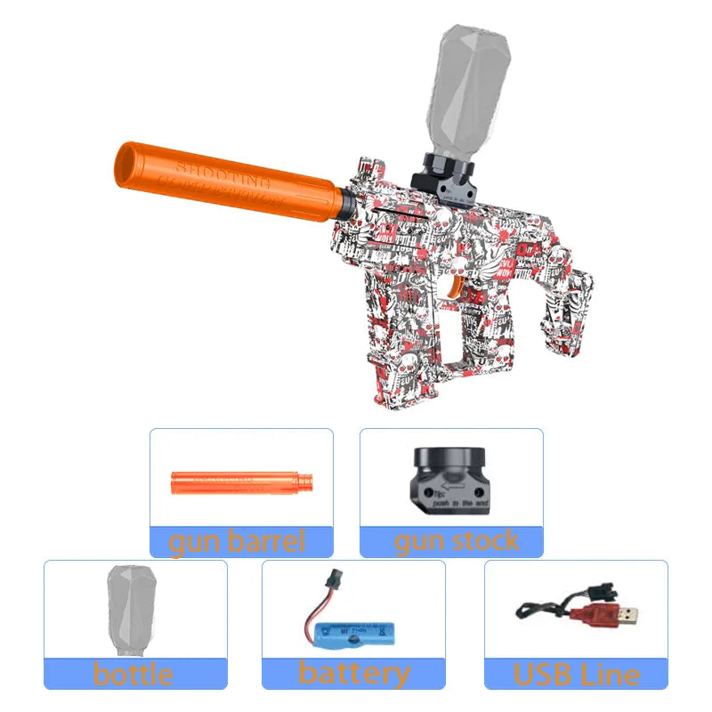 UZI Gun Toy Electric Blaster Pistol Shooting Sport AUG P90 Outdoor High Speed Rechargeable Interative Game For Boy Adult Gift