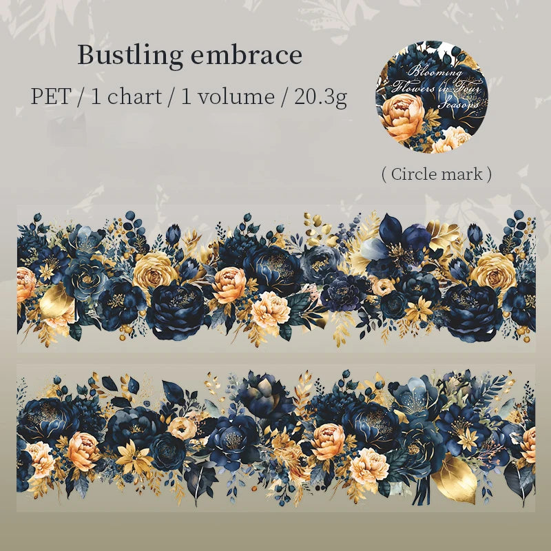 200cm/Roll PET Tape Flowers Four Seasons Series Plant Landscaping Handbook DIY Material Loop Sticker