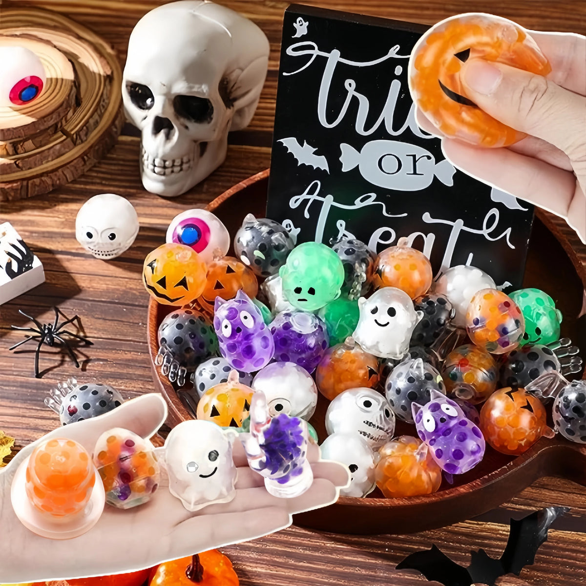 5-30Pcs Cute Halloween Squeeze Stress Relief Ball for Halloween Party Favors Birthday Gifts Bag Fillers