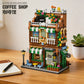 City Street View Coffee Shop Modular Building Blocks, MOC Architecture Bricks Set, DIY Town Life Model Toys for Kids & Adults