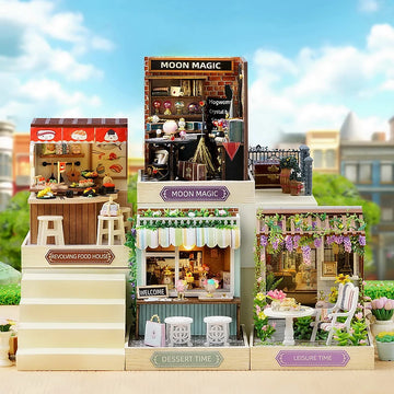 Wooden Miniature Doll House DIY Handmade Assembly Model Building Kit With Dust Cover 3D Puzzle Toys Birthday Gifts Dollhouse
