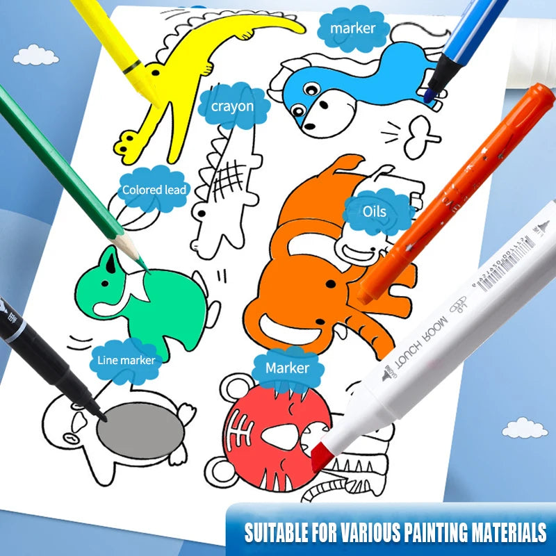 Children's Drawing Roll DIY Coloring Paper Roll Color Filling Paper Graffiti Scroll Paper-cut for Kids Painting Educational Toys