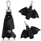 Superhero Bruce Wayne Cosplay Key Chain Leather Black Bat Pendant Keychain Metal Car Keys Keyring Unisex Halloween Accessories