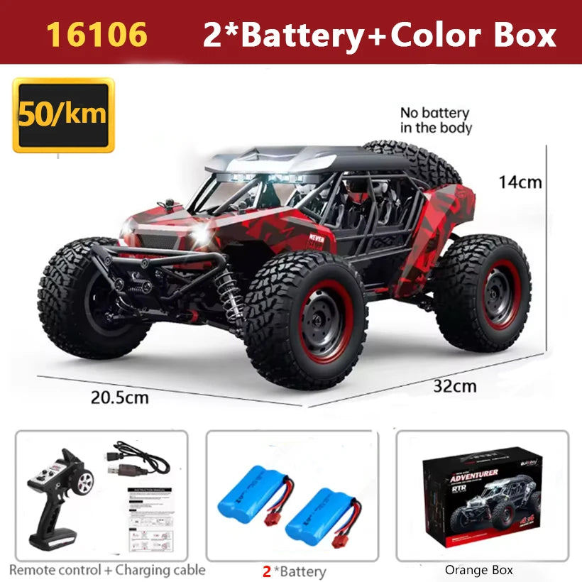 SCY 1:16 4WD RC Car 70KM/H Or 50KM/H With LED Light 2.4G Remote Control Cars High Speed Drift Monster 4x4 Truck for Children Gif