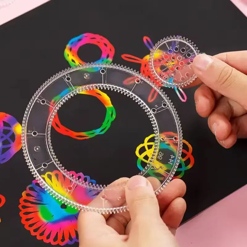22pcs Spirograph Drawing Kaleidoscope Ruler Set Geometry Ruler Math Roulette Drawing Tool Learning Drawing Toy Art Tool