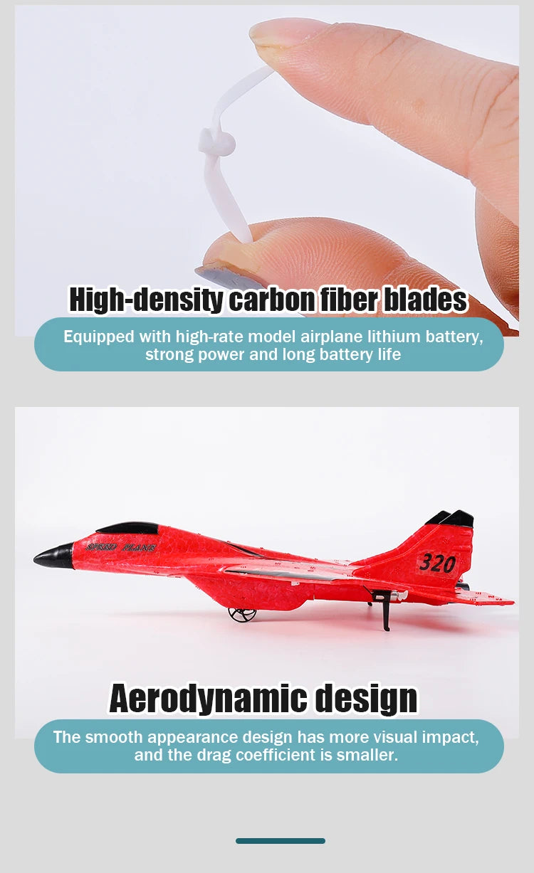 Parkten 2.4G 2CH Glider RC Ariplane P320 Fixed Wing Fighter Aircra Hand Throwing Foam Outdoor Toys For Boys Birthday Gift