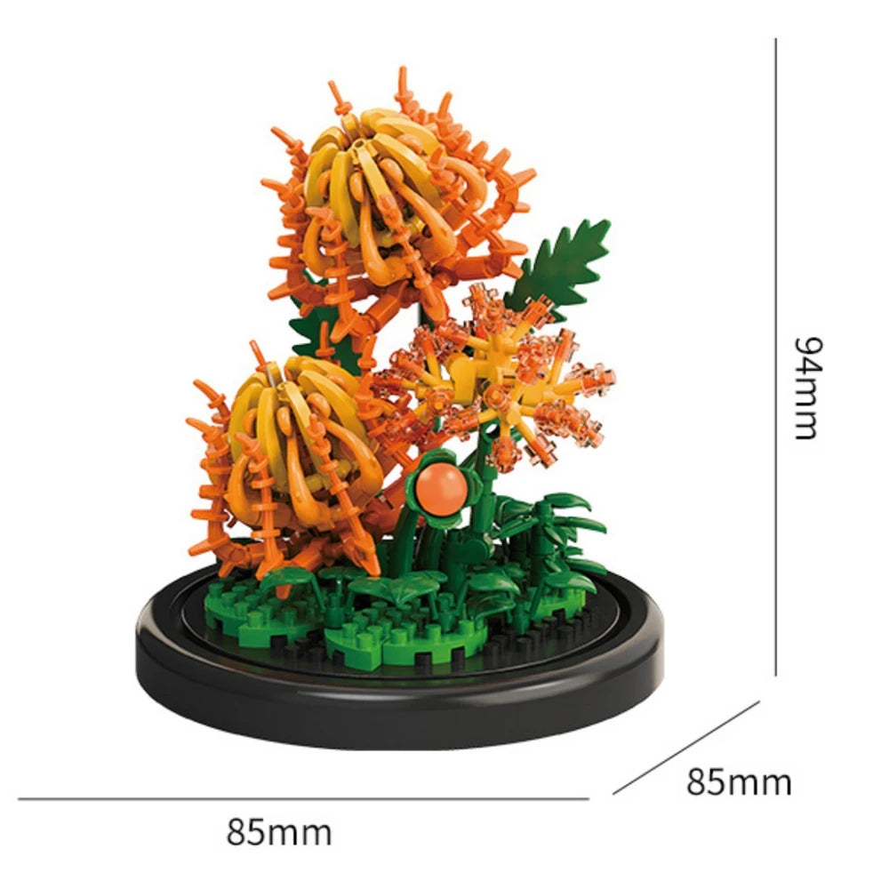 Eternal Flower Bouquet Bonsai Potted Plant Micro Building Blocks Model Home Decoration Toy For Kid Birthday Gift