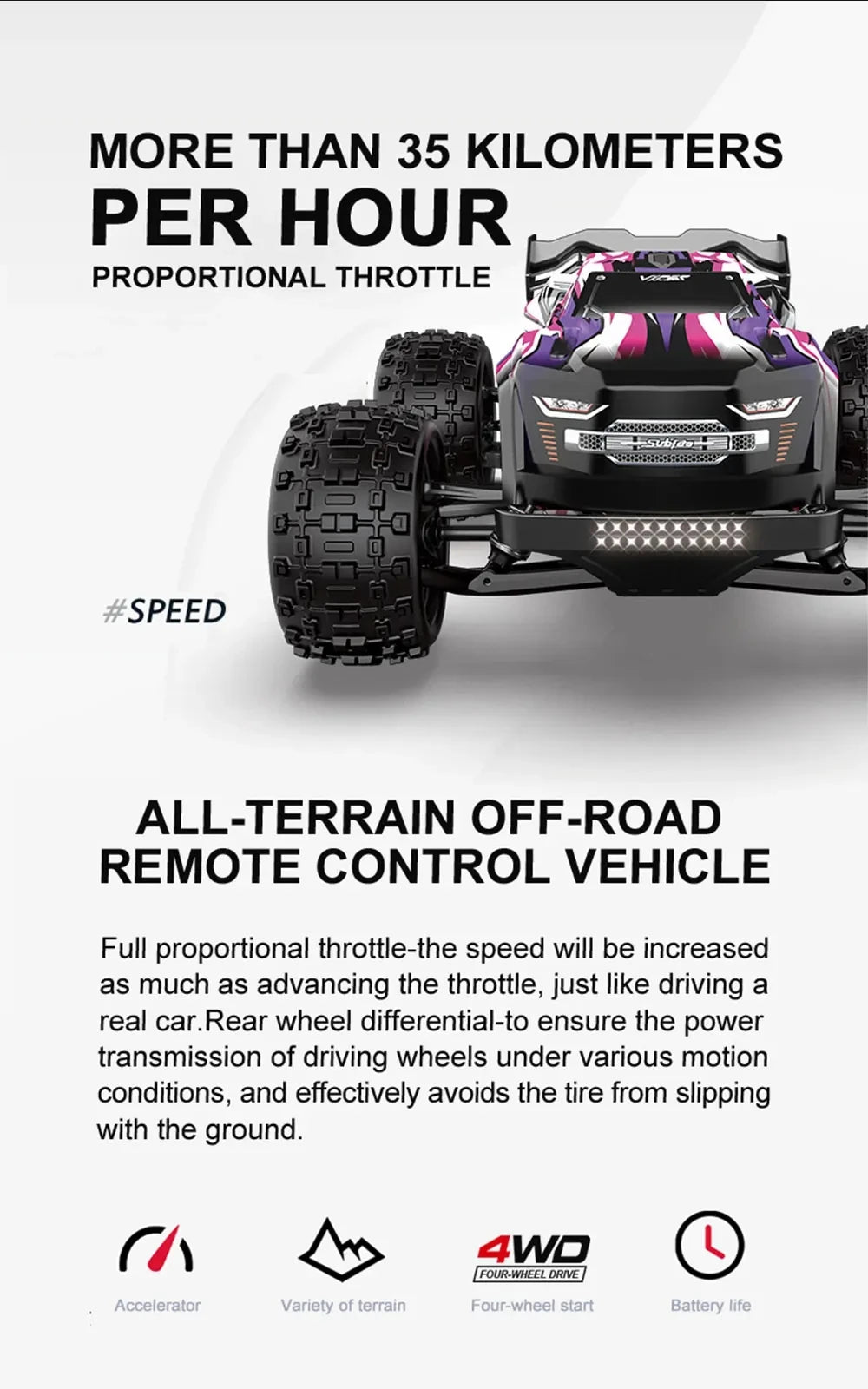50KM/H RC Car With LED Lights 2.4G Radio Remote Control Cars Buggy Off-Road Control Trucks Boys Toy for Children VS WLtoy 144001