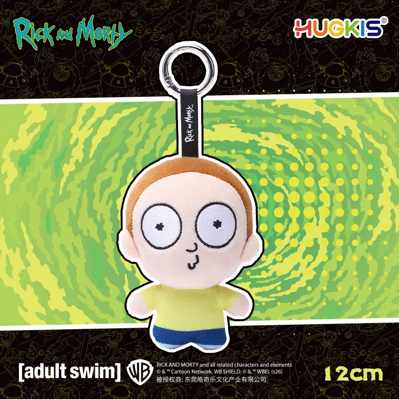 HUGKIS Official Rick And Morty Plush Keychains Stuffed Doll Pendant Bag Backpack Charm Collectibles Gifts For Adults Anime Fans