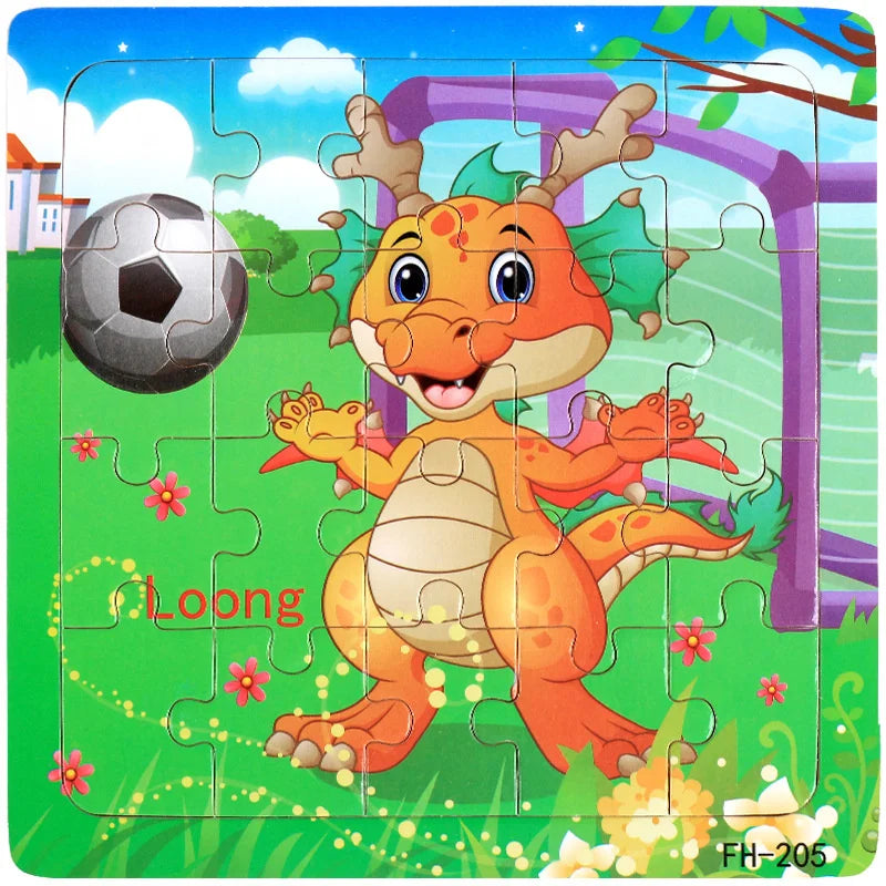 New 20 Piece Wooden 3d Puzzle Cartoon Animal Vehicle Jigsaw Puzzle Montessori Educational Toys For Kids 3-6 Years Old