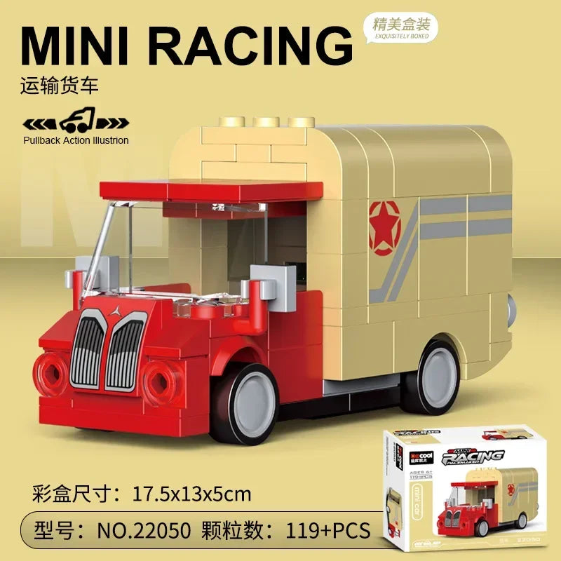 Racing Car Bus Engineering Vehicle Ambulance Pull Back Model Building Blocks Brick Toys Children Boys Birthday Gift Brick
