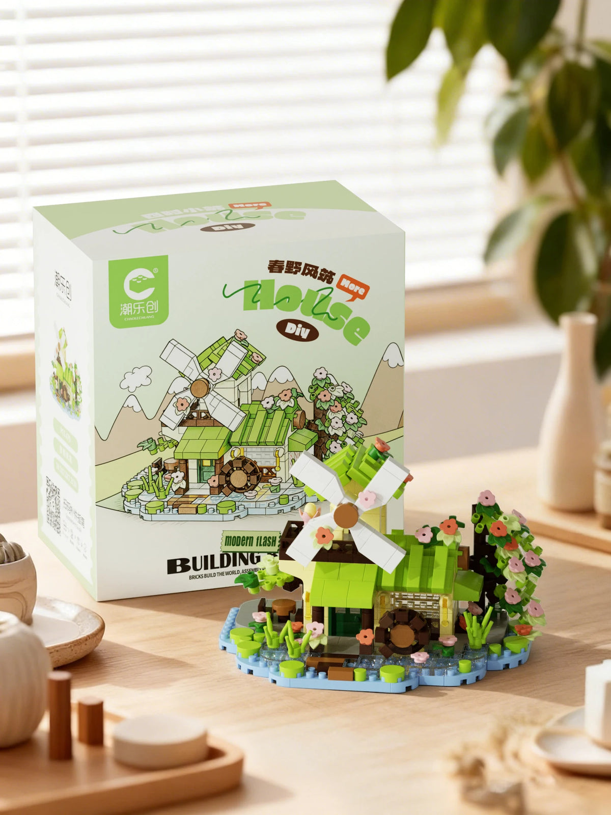 479PCS Forest Cabin Mini Building Blocks Set City Street View Greenhouse Windmill Tree House DIY Model  Birthday Gift