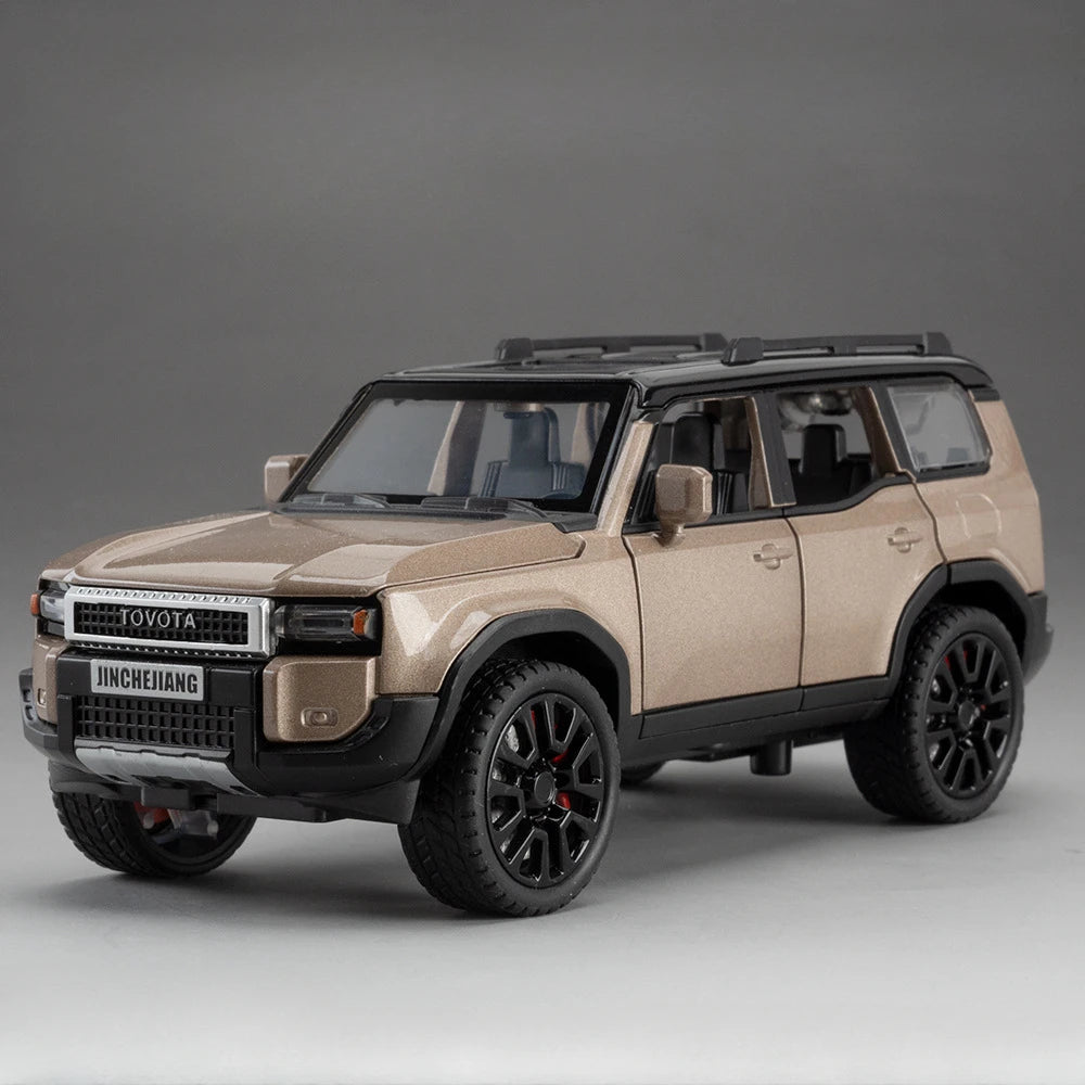 1:32 Prado SUV Car Model Toys Alloy Die-casting Pull Back 6 Doors Opened Sound Light Off-road Vehicle Gifts for Kids Collection