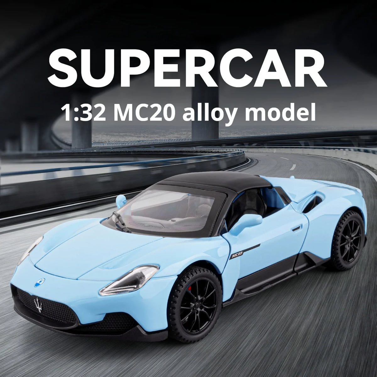 1:32 Maserati MC20 Model Exquisite Alloy Simulation Convertible Super Car Collection Gift Desktop Decoration Light & Sound