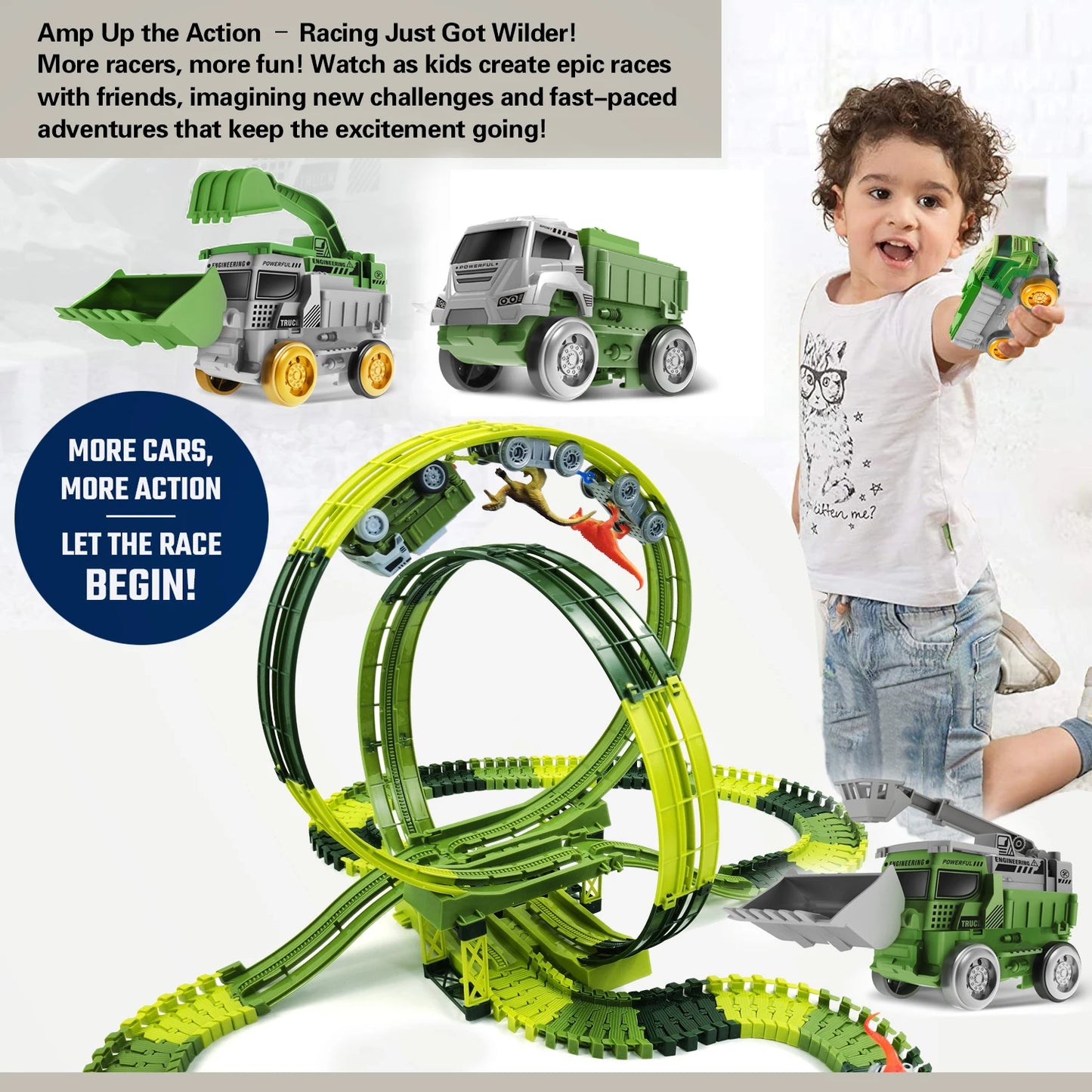 Magic Climbing Track Train Dinosaur World Road Race Flexible Track Car for Boys And Girls Aged 3-6 Birthday Gift