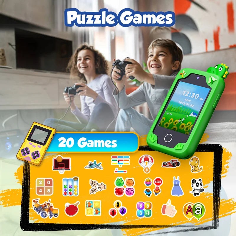Kids Smart Phone Camera Toy Phone 40+ Games Touch Screen Learning Toy For 3-12 Year Old Boys Girls MP3 Player Birthday Gifts