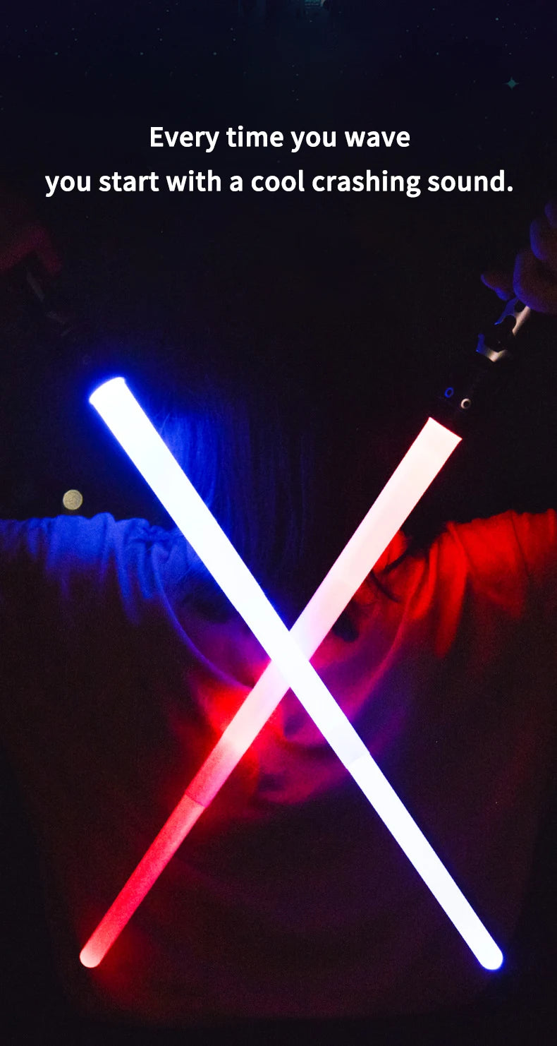 Children Colorful Glowing Sword Toys Laser Sword Lightsaber Red and Blue Double Saber Telescopic Music Cosplay Cool Flashing Toy