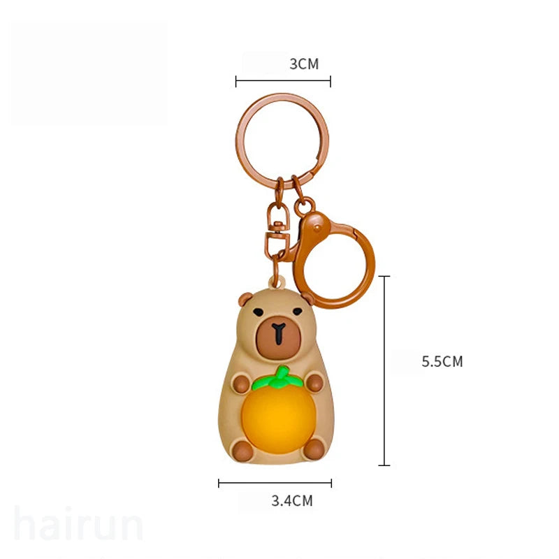 Fun Capybara Keychain With Lighted Luminous Cute Capibara Anime Lighting Keyring Mini Doll Creative Keyring Decorative Gift Toys