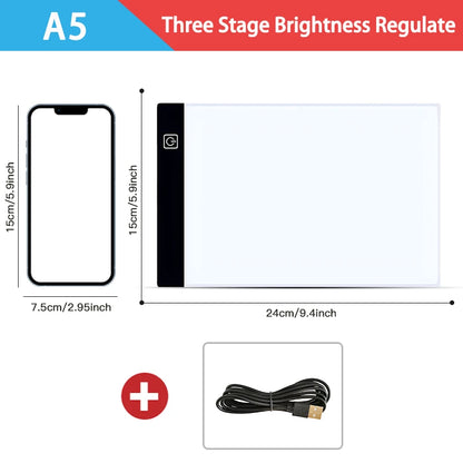 A5 3 Levels Dimmable LED Drawing Copy Board Toys  Creative Drawing Educational Toys, Halloween，Thanksgiving And Christmas Gift