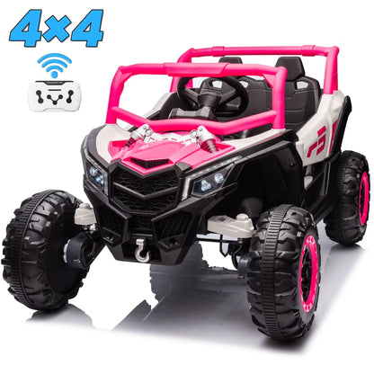 Joyracer 24 Volt Ride on Toys with Remote, 4WD Power UTV Wheels with 800W Motors, Bluetooth, Spring Suspension, LED Light, 3 Speeds, Black