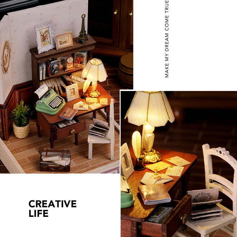 Mini Miniature Dollhouse DIY Small House Kit Making Room Toys Home Bedroom Decorations With Furniture Wooden Craft Doll Houses
