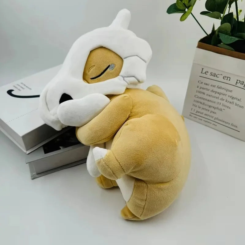 32cm Cute Cartoon Sleeping Cubone Dinosaur Plush Toy Doll Soft Comfort Pillow Seat Cushion Room Decorative Companion Doll Gifts