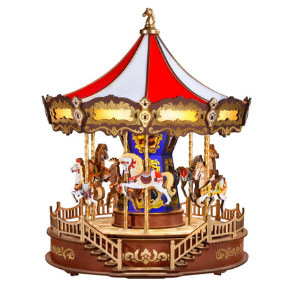 Rolife DIY Music Box Mechanical Model Building Kit Classic Carousel 3D Puzzle Toy Craft Kit with LED Light for Home Decor Gift for Adults Friends